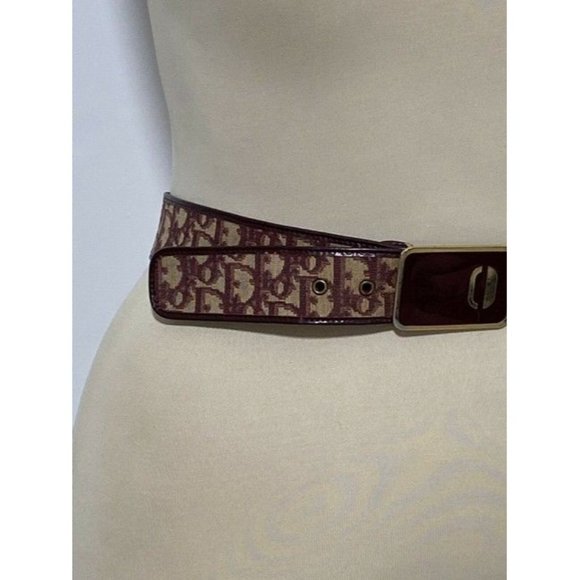Dior Red CD Buckle Belt Trotter Print Gold Red Enamel - Picture 7 of 7